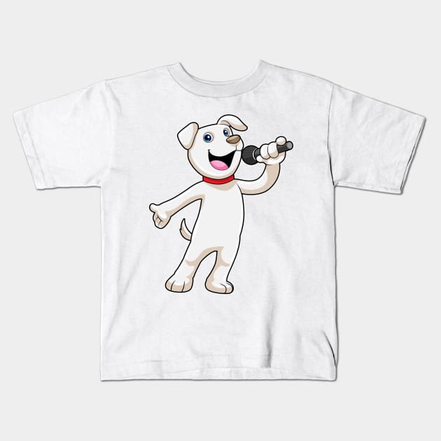 Dog as Singer with Microphone Kids T-Shirt by Markus Schnabel